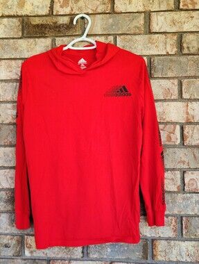 Adidas Red Long Sleeve Hoodie Top Youth Size 14/16